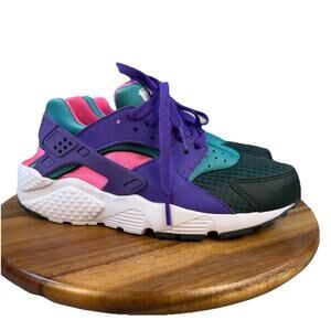 Nike Huarache Run Ultra Now Big Kids BQ7096-300 Green Grape Pink Shoes Youth 5